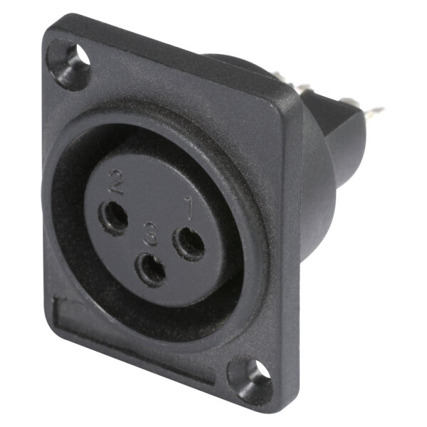 HICON XLR, 3-pole , plastic-, Soldering-female connector, silver plated contact(s), Type D, black