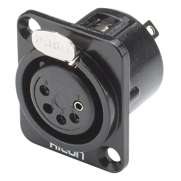 HICON XLR, 5-pol , metal-, Soldering-female connector, silver plated contact(s), Type D, black