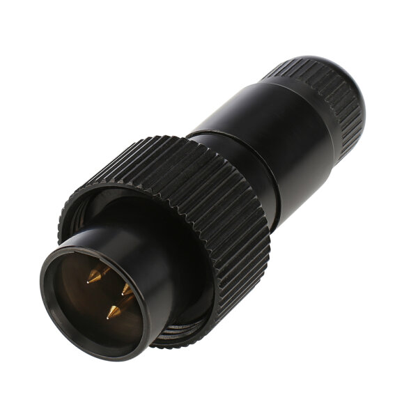HICON MINI-XLR, IP67 & EXTRA ROBUST, IP67 , 3-pole , Steel housing-male connector, gold plated contact(s), straight, black
