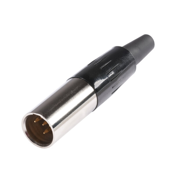 HICON Mini-XLR, 4-pol , Metall-, Löttechnik-Kabelstecker, vergoldete(r) Kontakt(e), gerade, nickelfarben