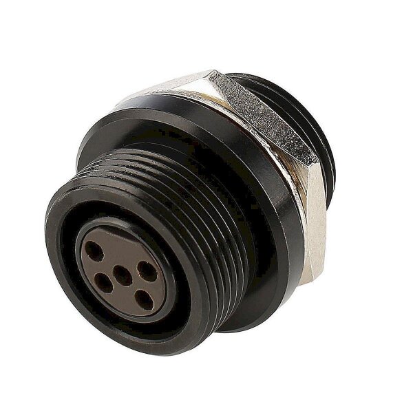 HICON Mini-XLR, IP67 , 5-pol , Metall-, Löttechnik-Einbaubuchse, vergoldete(r) Kontakt(e), Gewinde 10,9 mm