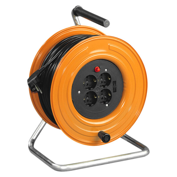 SCHILL Load cablereel, 4 x Schuko, cable length: 25 m, H05RR-F