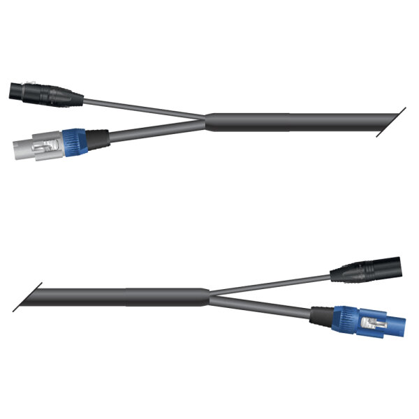 AES / EBU, DMX & Power Looms | 1x XLR 3-pol female NEUTRIK | Powercon grau | 1x XLR 3-pol male NEUTRIK | Powercon blau | Monolith 1,5mm² | 5,00m