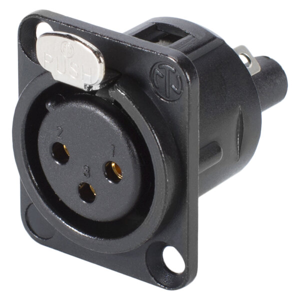 NEUTRIK® XLR, 3-pole , metal-, screw-type-female connector, gold plated contact(s), Type D, black