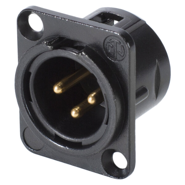 NEUTRIK® XLR, 3-pol , Metall-, Löttechnik-Einbaustecker, vergoldete(r) Kontakt(e), Type D, schwarz