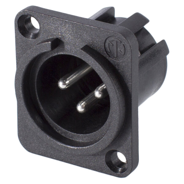 NEUTRIK® XLR, 3-pole , plastic-, Soldering-male connector, silver plated contact(s), Type D, black