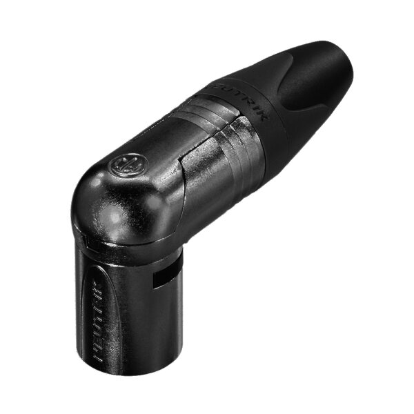 NEUTRIK® XLR, 3-pole , metal-, Soldering-male connector, gold plated contact(s), angled, black
