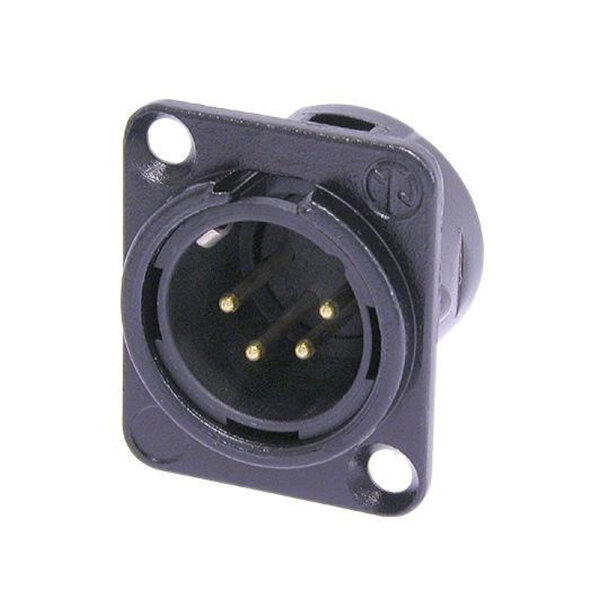 NEUTRIK® XLR, 4-pole , metal-, Soldering-male connector, gold plated contact(s), Type D, black