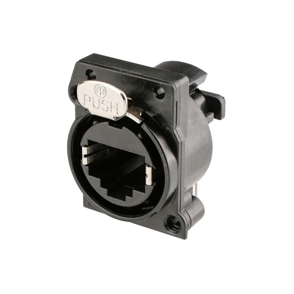 NEUTRIK® gold-plated, RJ45, PCB horizontal, A-flange, 8-pole female connector, gold plated contact(s)