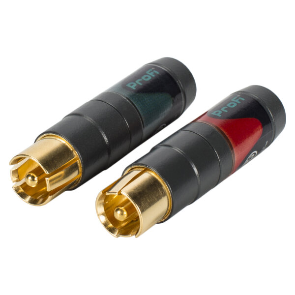 NEUTRIK® RCA, 2-pole , metal-, Soldering-connector-pair, gold plated contact(s), straight, black