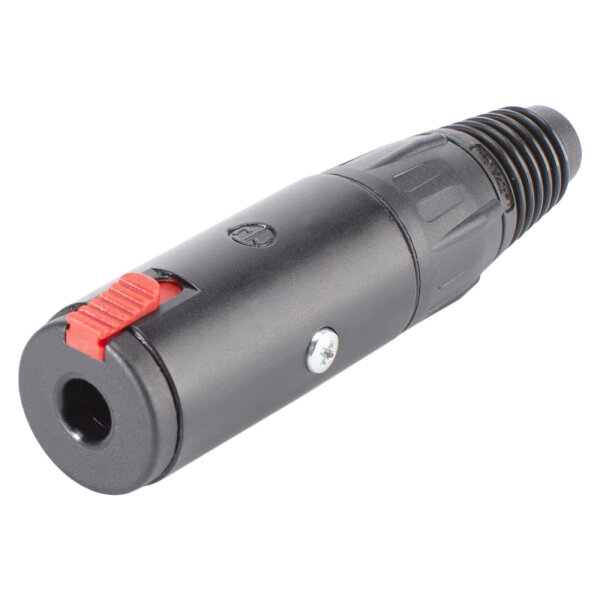 NEUTRIK® jack (6,3mm), 3-pole , metal-, Soldering-female connector, silver plated contact(s), straight, black