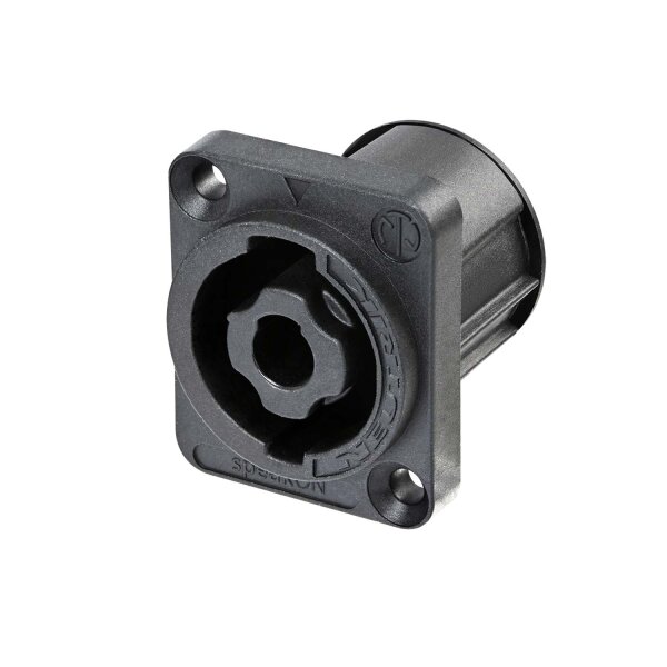 NEUTRIK® speakON®, 4-pole , plastic-, Print connection vertical-male connector, silver plated contact(s), Type D, black