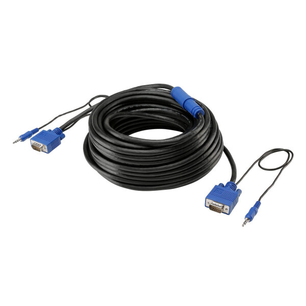 Adapterkabel | VGA 15-pol HQ male + Miniklinke male 3,5 mm stereo gerade, schwarz