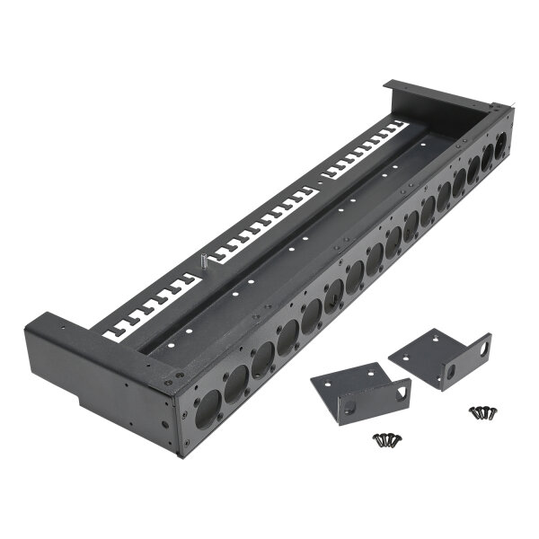 19" panel 1 HE for 16 x D-type connectors