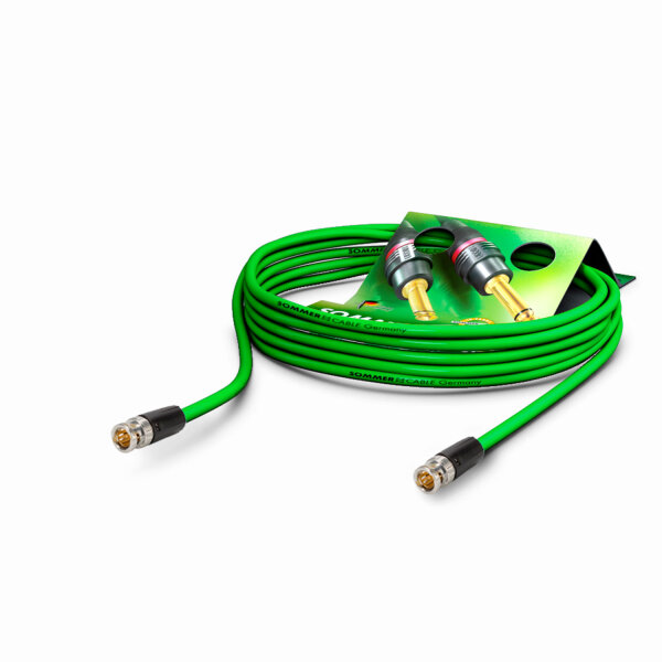 Video-Patchkabel HD-SDI (HDTV) SC-Vector 0.8/3.7, 1  x  0,80 mm² | BNC / BNC, NEUTRIK® | 10,00m | grün | schwarz