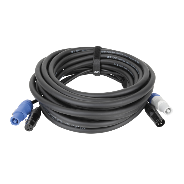 DAP FP20 Hybrid Cable - Power Pro & 3-pin XLR - DMX / Power 15 m - schwarze Ummantelung