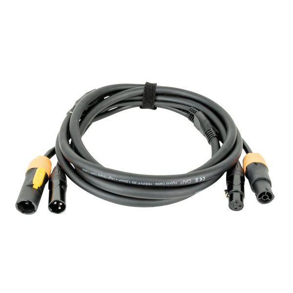 DAP FP22 Hybrid Cable - Power Pro True & 3-pin XLR - DMX / Power 3 m - black jacket