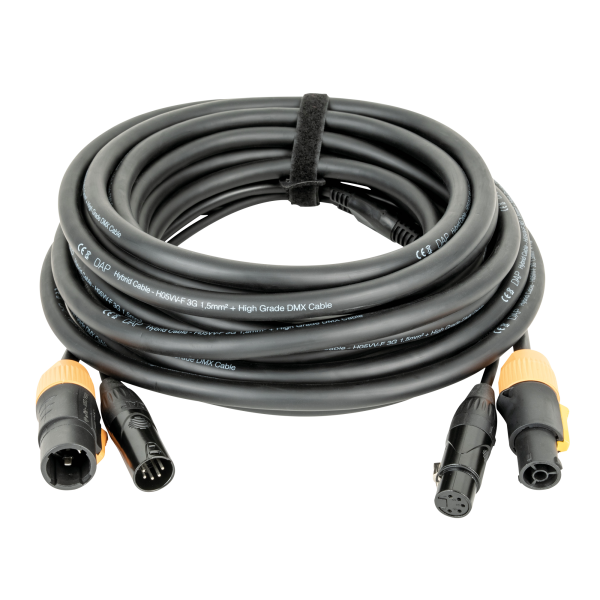 DAP FP23 Hybrid Cable - Power Pro True & 5-pin XLR - DMX / Power 15 m - black jacket