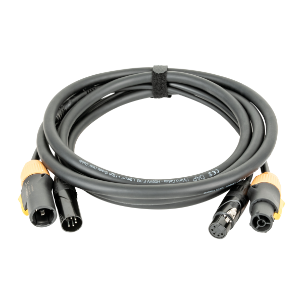 DAP FP23 Hybrid Cable - Power Pro True & 5-pin XLR - DMX / Power 6 m - black jacket