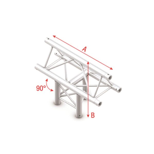 Milos Pro-30 Triangle F Truss - T-Cross vertical - 3-way - apex up - 50 cm ATF35Bsp - 90° corner - silver - F