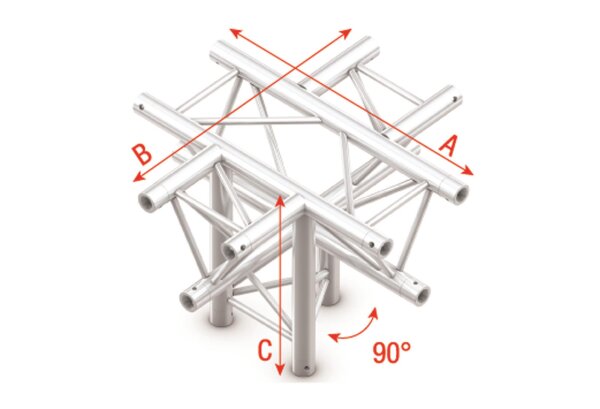 Milos Pro-30 Square F Truss - Cross + Down 5-way - 50 cm ACF53sp - 90° corner - silver - F