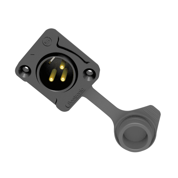 Seetronic XLR 3P Chassis - male - IP65 Gold contacts - black housing