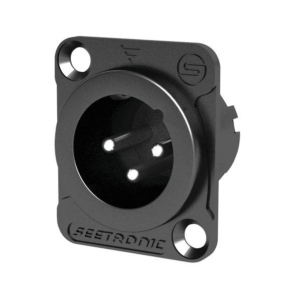 Seetronic XLR 3P Chassis - male Silver contacts - black housing
