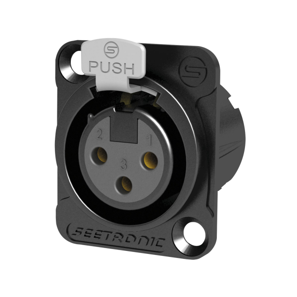 Seetronic XLR 3P Chassis - female Gold contacts - black housing