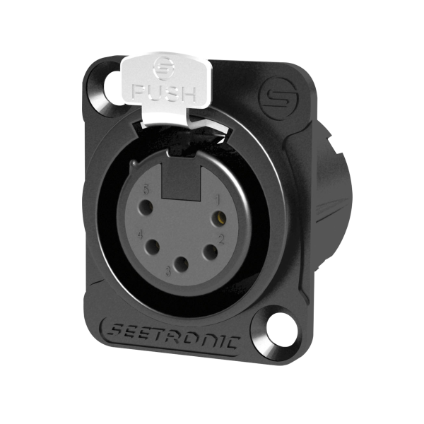 Seetronic XLR 5P Chassis - female Gold contacts - black housing