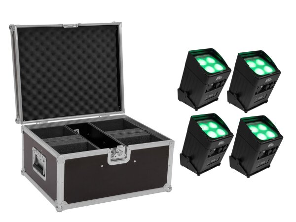 EUROLITE Set 4x AKKU IP UP-4 Entry QCL Spot QuickDMX + Case