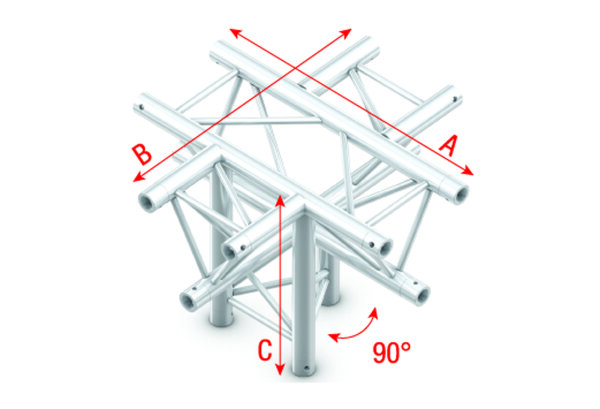 Milos Pro-30 Square G Truss - Cross + Down 5-way - 50 cm ACU53sp - 90° corner - silver - G