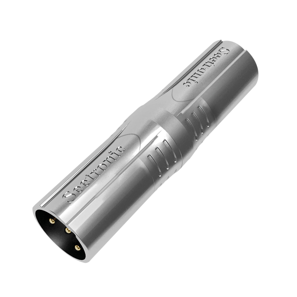 Seetronic XLR 3P male to XLR 5P male Goldkontakte - silberfarbenes Gehäuse