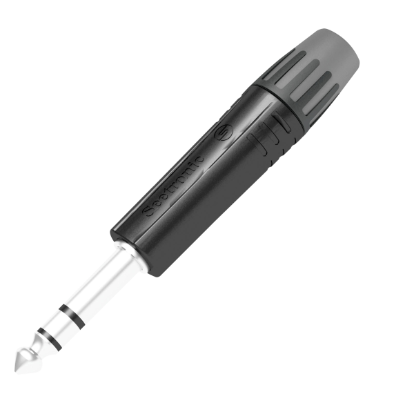 Seetronic Jack Plug 6.3 mm Stereo Schwarzes Gehäuse - schwarze Endkappe