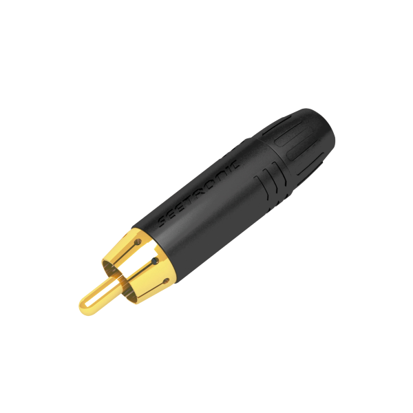 Seetronic RCA Connector - Male - Black Housing Gold contacts - Black end cap