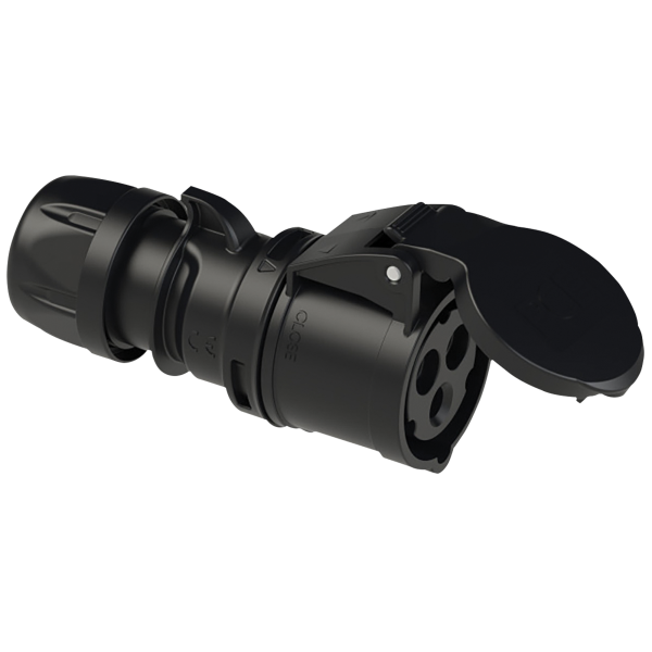PCE CEE 32 A/240 V 3-P Plug Female Schwarz - SHARK-Serie
