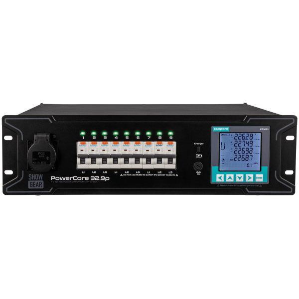 SHOWGEAR PowerCore 32.9p 1x Schuko + 9x PowerPro True 1x Schuko + 9x PowerPro True