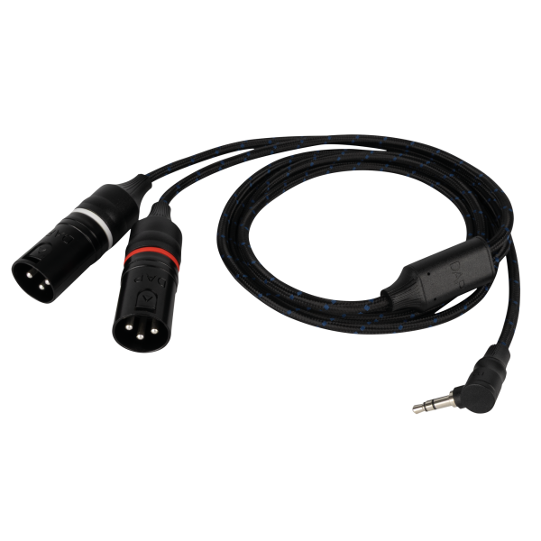 DAP FL117 - Male Stereo 90° Mini-Jack to 2 Galvanically Isolated XLR/M 3P 1.5 m Integrierter Schutz - geflochtener Mantel - 1,5 m